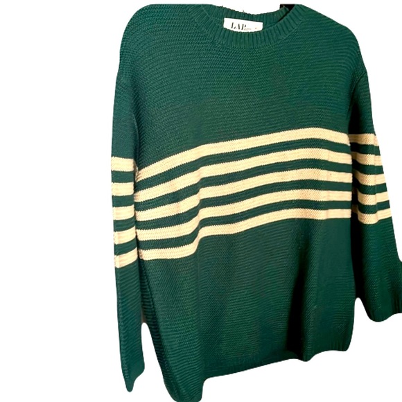 LAP Los Angeles project, green sweater with white stripes size medium oversized - Picture 1 of 7